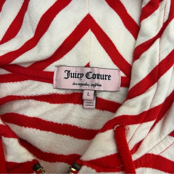 Juicy Couture Red and Cream Striped Zip Up Hoodie - Picture 8 of 12